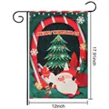 Bandiera da giardino natalizia in lino a doppia faccia con Babbo Natale, 30x45 cm - Albero di Natale verde / 30.5x45.5cm