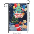 Bandiera decorativa da giardino natalizia in lino a doppia faccia con Babbo Natale - Albero di Natale con Palloncini / 30.5x45.5cm