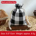 Small black and white buffalo plaid drawstring gift bag for jewelry and candy storage - Black White Grid