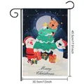 Bandiera da giardino natalizia a doppia faccia con Babbo Natale e renne 30x45 cm - Stella in cima all'albero di Natale / 30.5x45.5cm