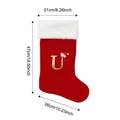 Large red Christmas stocking with gold embroidered letter U and white fur trim - Style U / L