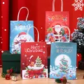 Juego de bolsas de papel para regalo de Navidad con dibujos de Papá Noel y nieve - Mezcla de 4 colores / 15 x 21 cm