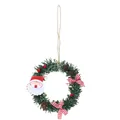 Mini corona navideña festiva con Papá Noel, piñas y lazos rojos para decorar casa - Estilo Papá Noel