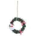 Mini guirnalda de Navidad colgante con muñeco de nieve de fieltro y adorno de piñas - Estilo Muñeco de Nieve