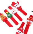 Pulseras navideñas rojas para niños con diseños festivos de muñeco de nieve y renos - Pulsera slap de Navidad