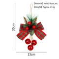 Adorno de Navidad con lazo de cuadros rojos y tres campanas metálicas, talla 20x13cm - Estilo de Lazo de Cuadros Rojo y Verde (A)