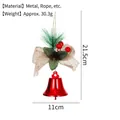 Adorno colgante de campana de Navidad roja con lazo de arpillera y agujas de pino - Estilo Campana Grande con Lazo de Lino (D)