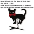Halloween themed black cat spring hair clip featuring a glittery red bow for festive party cosplay - Black Cat with Red Bow Style (Style I)