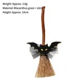 Mini escoba de bruja de Halloween de 14 cm con decoración de murciélago para fiestas - Estilo A / Paquete individual