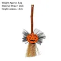 Decoración mini escoba de bruja de Halloween con calabaza y detalle de malla negra - Estilo B / Paquete individual