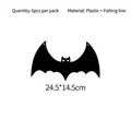 Pack de 6 murciélagos negros decorativos para Halloween de plástico, 24,5x14,5 cm - Diámetro 24.5cm (6 Unidades/Paquete)