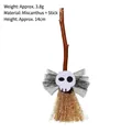 Mini escoba de bruja de Halloween de 14 cm con calavera decorativa y alas de malla - Estilo C / Paquete individual