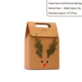 Small reindeer themed kraft paper Christmas gift bag for candy and favors 14x10x6cm - Reindeer Expression / S