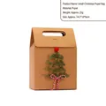 Small kraft paper Christmas gift bag with mini pine tree and red bow decoration - Christmas Tree / S