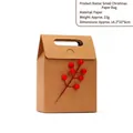 Small kraft paper gift bag with red berries decoration for Christmas candy and treats - Red Berries / S