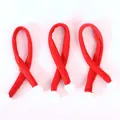 Set of three mini red Christmas scarves with white pom-poms for bottle decoration - Christmas Scarf / 25cm