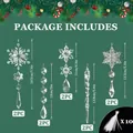 Acrylic Christmas icicle and snowflake ornament set with size measurements included - 10 Pieces Pack / Clear