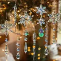 Set of 20 clear acrylic Christmas snowflake and icicle ornaments hanging on a tree - 10-Piece Set / AB Color