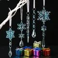 Transparent blue acrylic Christmas icicles and snowflake ornaments for holiday tree decor. - 10 Pcs Blue Set / 5 Styles 2 Pcs Each