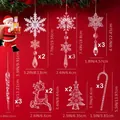 Detalle de set de 18 adornos navideños con dimensiones para varias formas - Estilo Cetro Árbol de Navidad / Pack de 18 / Transparente