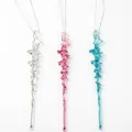 Lot de trois ornements de Noël en forme de glaçons en acrylique clair, rose et bleu - 4 Rose + 4 Bleu + 4 Clair / 12 Pièces / Multicolore