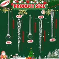 Set di 100 ornamenti natalizi a forma di ghiacciolo in varie dimensioni e forme - Mix di Ghiaccioli e Gocce d'Acqua / Set da 100 pezzi (Con lenza) / Trasparente