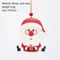 Wooden Santa Claus Christmas tree hanging ornament with hemp rope DIY decoration - Santa Claus Style A