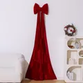 Elegant large red velvet Christmas bow hanging decoration for festive holiday scene layout - Single Layer Bow (40cm*30cm) / With 2 Meters Hanging Fabric