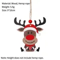Handcrafted wooden reindeer Christmas tree hanging ornament with red hat and twine - Reindeer Style B