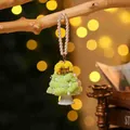 Handgemachter grüner Weihnachtsbaum-Anhänger für das Auto aus Chenille und Perlen - Stil 1 (Grüner Weihnachtsbaum) / Grün