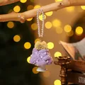 Handgefertigter lila Christbaum-Anhänger aus Chenille mit eleganten Perlen für das Auto - Stil 2 (Violetter Weihnachtsbaum) / Lila