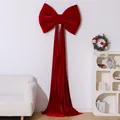 Large giant red velvet Christmas bow hanging decoration for festive home atmosphere - Single Layer Bow (80cm*60cm) / With 2 Meters Hanging Fabric