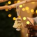 Handgefertigter gelber Weihnachtsbaum-Anhänger aus Chenilledraht mit Perlenverzierung - Stil 3 (Hellgelber Weihnachtsbaum) / Hellgelb