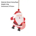 Ornement de Père Noël en bois fait main pour décoration de sapin avec corde en chanvre - Père Noël Style C