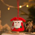 Adorno navideño colgante de fieltro de lana hecho a mano con una campana de Papá Noel - Papá Noel