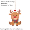 Ornement de Noël en bois suspendu renne avec corde de chanvre 7,6x10cm décoration - Renne Style C