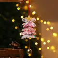 Decorazione per albero di Natale in scovolini fatta a mano con fiocco rosa e campanello - Albero in Scovolino Stile 2
