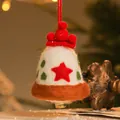 Campana de Navidad de fieltro hecha a mano con estrella roja para árbol navideño - Estilo Campana Beige