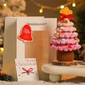 Árbol de Navidad de ganchillo rosa hecho a mano con bolsa de regalo y tarjeta - Juego de 3 Piezas (Incluye Bolsa, Tarjeta) / Rosa (Con Bolsa de Regalo)