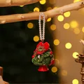 Handgemachter Weihnachtsbaum-Anhänger aus Chenille mit Perlenband und roten Schleifen - Stil 6 (Dunkelgrüner Weihnachtsbaum)