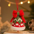 Campana de Navidad hecha a mano de fieltro de lana roja y verde con lazo para el árbol - Estilo Campana Verde