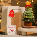 Exquisito set de mini árbol de Navidad tejido a mano con bolsa de regalo y tarjeta - Juego de 3 Piezas (Incluye Bolsa, Tarjeta) / Verde (Con Bolsa de Regalo)