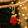 Handgefertigter roter Pompon-Weihnachtsbaum-Anhänger mit elegantem Perlenarmband - Stil 7 (Roter Weihnachtsbaum)