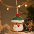 Adorno colgante de campana de Papá Noel de fieltro de lana para árbol de Navidad - Gnomo con sombrero verde