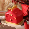 Festliches rotes Sparschwein in Hausform und Aufbewahrungsbox für das chinesische Neujahr - Mondneujahr Stil 1