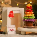 Árbol de Navidad colorido tejido a mano a ganchillo con bolsa de regalo y tarjeta para decoración - Juego de 3 Piezas (Incluye Bolsa, Tarjeta) / Púrpura Oscuro (Con Bolsa de Regalo)