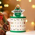 Rotierender Weihnachtsbaum-Ewiger Kalender mit weiß-grünen Kalenderringen - Zylindrischer Kalenderstil / Weihnachtsgrün
