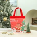 Rote Weihnachts-Canvas-Tragetasche mit Cartoon-Weihnachtsbär und Aufdruck - Weihnachtsbär Rot
