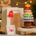 Conjunto de árbol de Navidad colorido tejido a mano con bolsa de regalo y tarjeta - Juego de 3 Piezas (Incluye Bolsa, Tarjeta) / Púrpura Claro (Con Bolsa de Regalo)