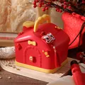 Rote Spardose in Hausform für das chinesische Neujahrsfest und Geschenkbox - Mondneujahr Stil 3